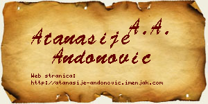 Atanasije Andonović vizit kartica